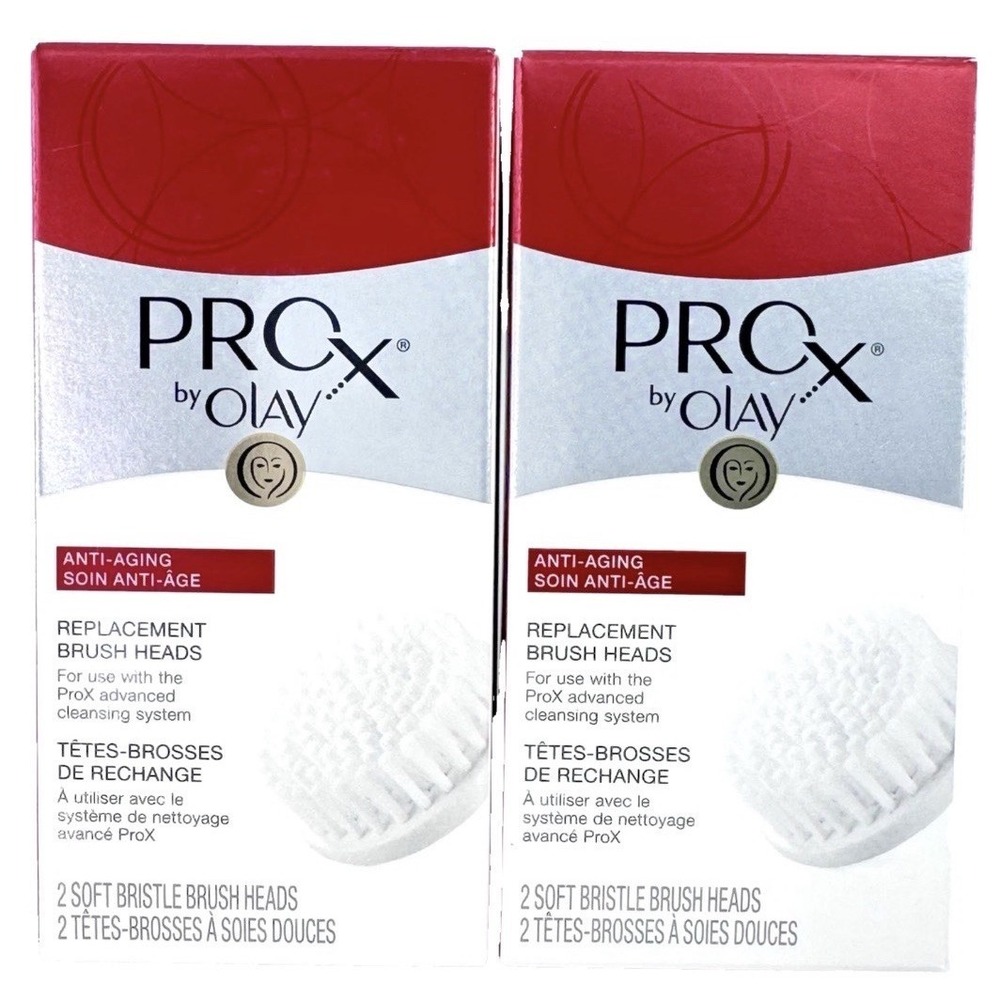 Olay ProX Replacement Brush Heads 4 Count 2 Pack Facial Cleansing System New OS